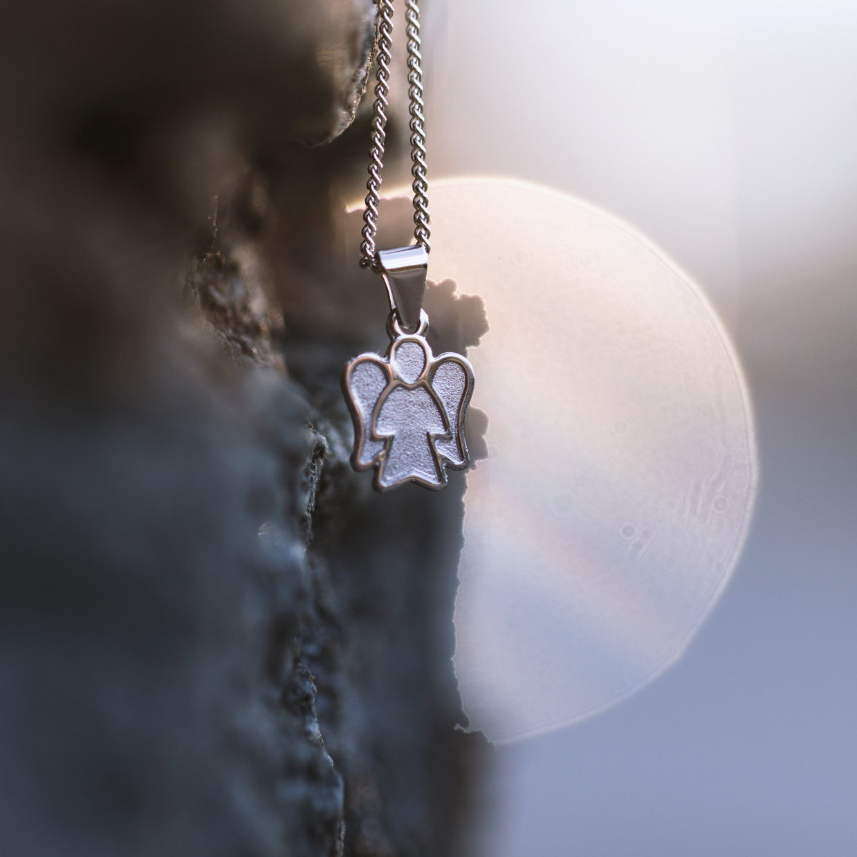 Weißgold Taufe Taufkette Taufanhänger Schutzengel Silber Kette Anhänger Taierngold Taufpate Geschenk Schutzschmuck Symbol