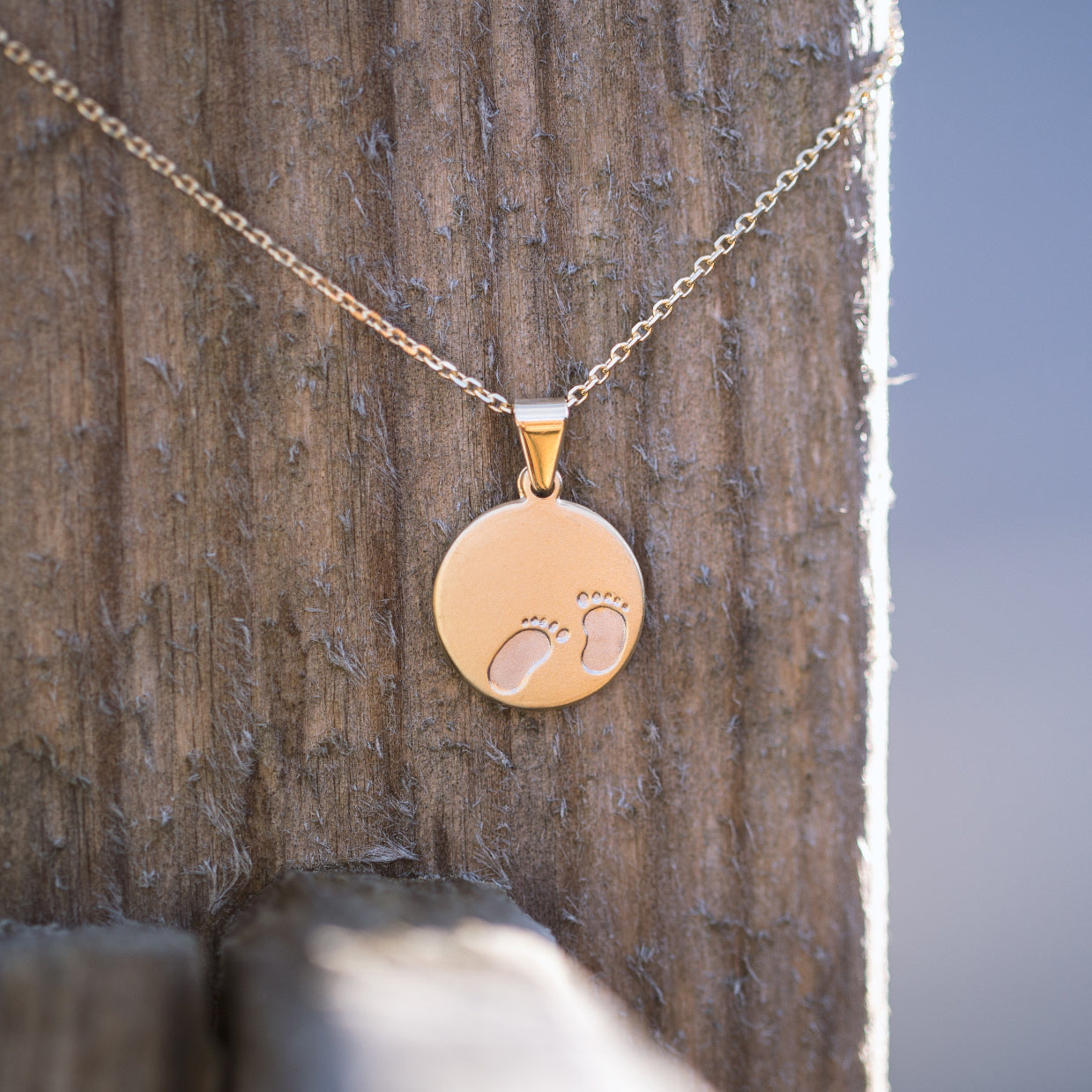 Baby Babyfüsschen Taufkette Taufanhänger Geldgold Gold Karree Karreekette Schritt für Schritt Geschenk